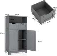 Armadietto Terra da Bagno Mobile Autoportante, Mobiletto Ufficcio Multiuso, con Cassetti e Ripiani, Ampio Spazio, Legno (Grigio)