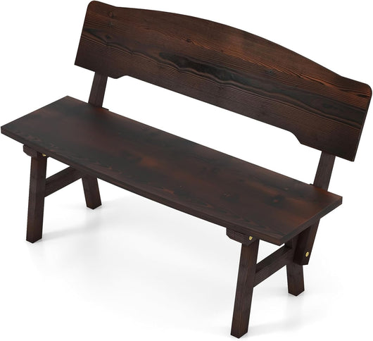 Banc de Jardin en Bois Massif de Sapin, Banc de Terrasse Ã  2 Places avec Assise Ã  Latte, SiÃ¨ge dâ€™ExtÃ©rieur en Bois CarbonisÃ©, Style Rustique, Charge 325 KG, Marron(Style 1)