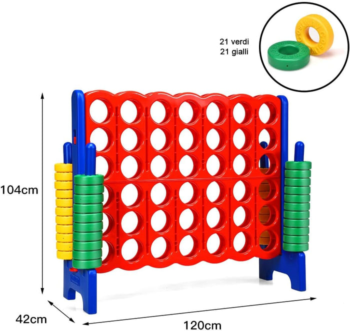 Forza 4 Gigante Mega 4 in Linea Quattro Insieme, Gioco da Tavolo Gioco di Fila per Bambini, 120 x 42 x 104 cm (Blu)