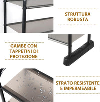 Scarpiera a 10 Ripiani Rimovibile, Organizzatore per Scarpe da 50 Paia, Struttura in Metallo, Ampia Capacità per Ingresso Soggiorno Camera da Letto, 66x29x152 cm