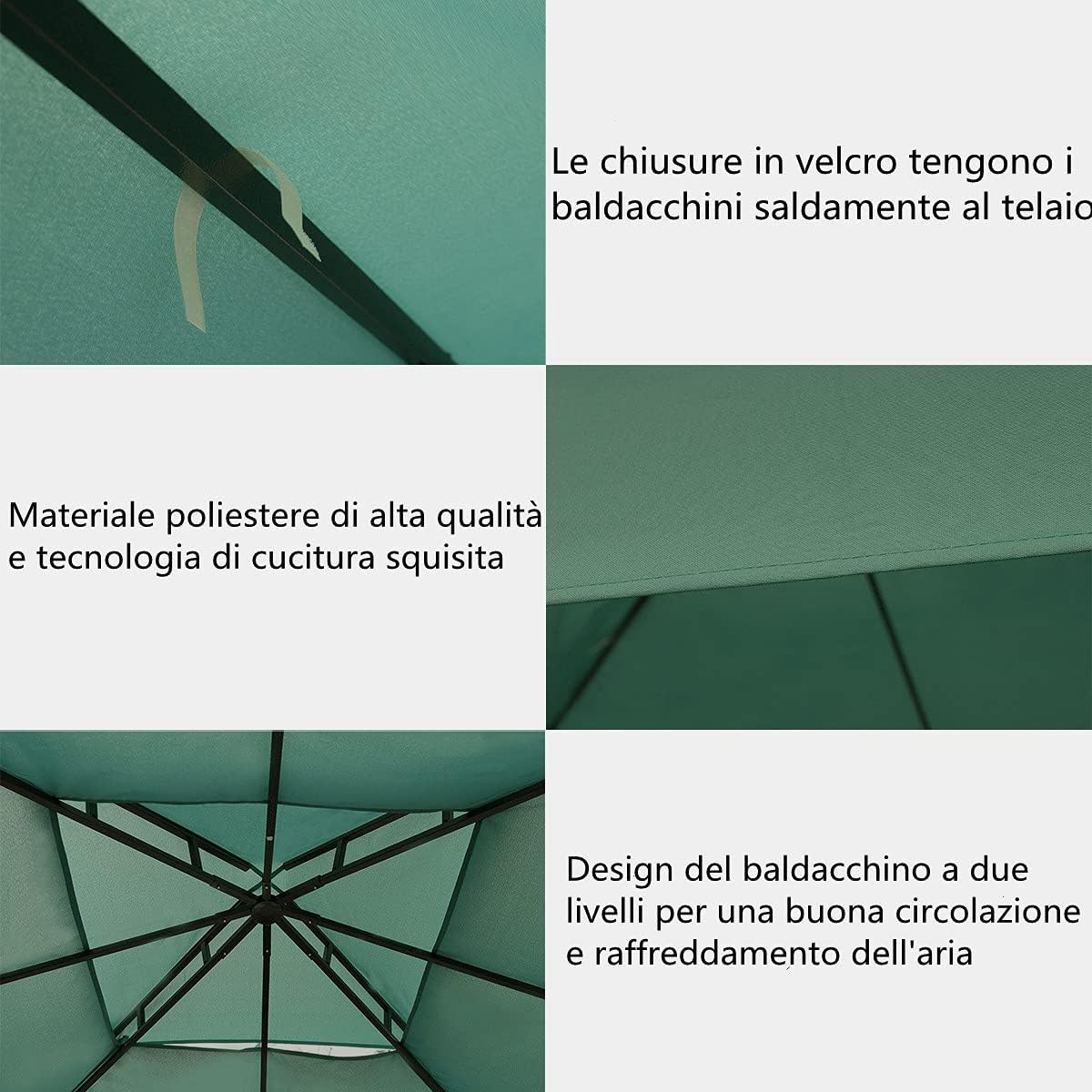 Tetto di Ricambio per Gazebo da Giardino Copertura di Ricambio Gazebo 3 x 3 m (Verde)