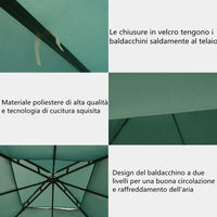 Tetto di Ricambio per Gazebo da Giardino Copertura di Ricambio Gazebo 3 x 3 m (Verde)
