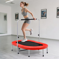 Trampolino Elastico da Interno ed Esterno, Tappetino Elastico Pieghevole per Adulti e Bambini con Maniglia Regolabile, Molle e Cuscinetto di Sicurezza, Trampolino Ovale per 2 Persone