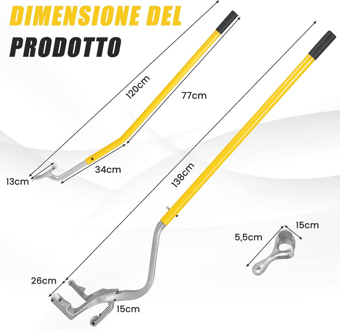 Strumento di Montaggio e Smontaggio Pneumatici Cambia Gomme da 44 cm a 62 cm, 3 PCS Strumenti Manuali con Supporto per Tallone in Acciaio per la Riparazione di Auto (Blu)