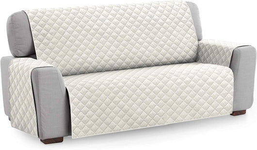 Copridivano Trapuntato Proteggi Salva Divano Poltrona Tinta Unita Panna 4 Posti