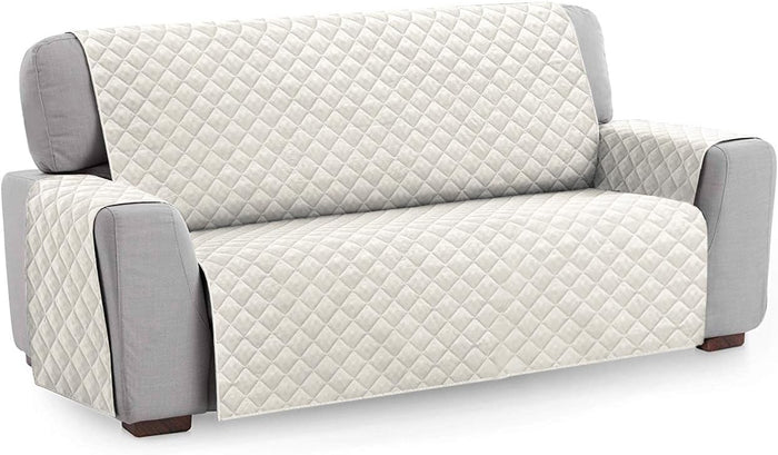 Copridivano Trapuntato Proteggi Salva Divano Poltrona Tinta Unita Panna 3 Posti