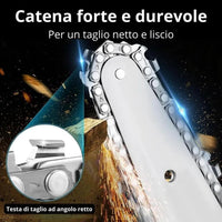 Mini Motosega a Batteria con Oliatore Automatico, 2 Batterie 48V, Barre da 6'' e 8'' Pollici con Catene di Ricambio e Blocco di Sicurezza – Potenza e Versatilità per Lavori di Precisione