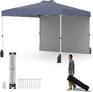 Gazebo Pieghevole 3 x 3 m, Gazebo da Esterno con Borsa con Ruote, Picchetti, Ancoraggi, Corde del Vento, Sacchi di Sabbia e Copertura Ventilata, Tendone Impermeabile per Feste (Grigio)