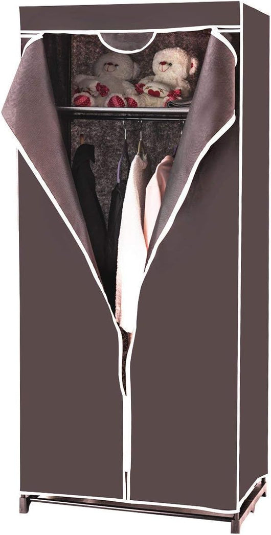 Armadio in Tessuto Armadio Cabina Pieghevole con Asta Appendiabiti, Vari Colori Disponibili, 75 x 50 x 170cm (caffè)