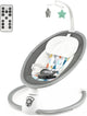 Sdraietta Elettrica Neonati con 12 Melodie e Cuscino Riduttore, 5 Livelli di Dondolante (Velocità e Dondolante), Caricabatterie USB, Telecomando, Cinture di Sicurezza (GRIGIO)