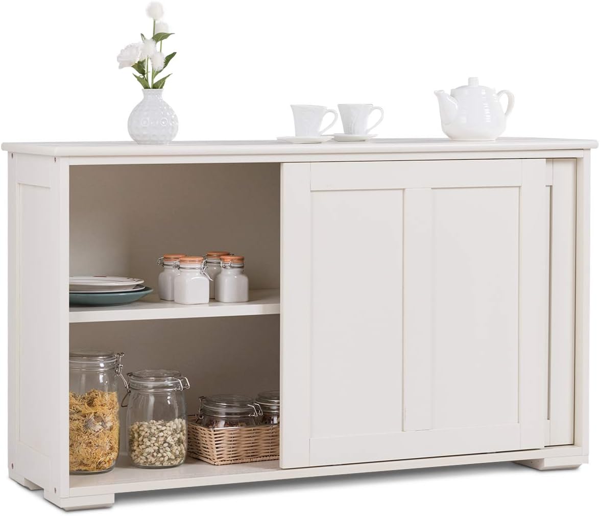 Armadietto da Cucina Mobiletto per Cucina Composto da Due Porte Scorrevoli Dimensioni: 106.5 x 33 x 62.5 cm (Crema)