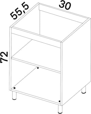 Mobile Base da 30. H 72 CM L 30 CM P 55,5 CM OLMO