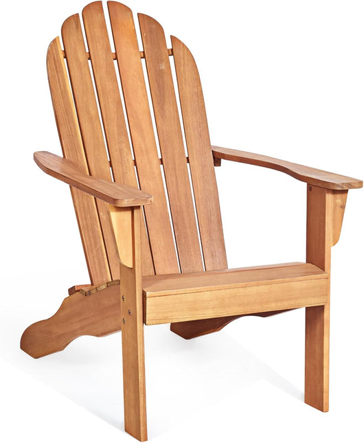 Adirondack Chair in Legno Massello da Esterno, Sedia a Sdraio Prendisole da Spiaggia, Ideale per Cortile, Giardino e Balcone, 69 x 88 x 103 cm (naturale)