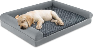 Cuccia Cane Interno in Schiuma, Brandina per Cani con Cuscino, Copertura Rimovibile e Tessuto Interno Impermeabile, Lettino per Animali Domestici, Grigio (113 x 89 x 18 cm)