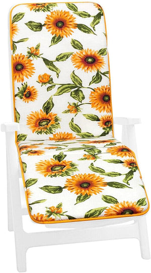 Cuscino Sdraio Poltrona Morbido Girasoli Copri Lettino Relax Pieghevole Made In Italy Bianco