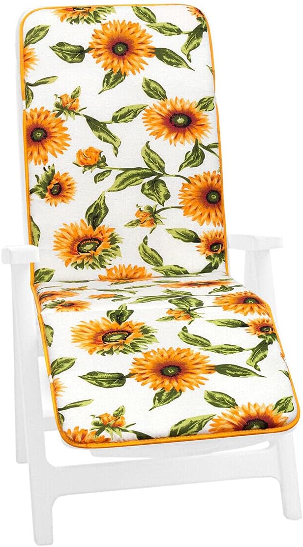 Cuscino Sdraio Poltrona Morbido Girasoli Copri Lettino Relax Pieghevole Made In Italy Bianco