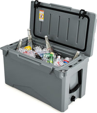 Frigorifero Portatile da 47 Litri, Frigo da Campeggio con Portabicchieri Integrati, Freddo Portatile con Manico, Fino 5-7 Giorni, Regolo e Apribottiglie, per, Campeggio, Picnic, Pesca