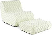 Sedia a Sacco con Pouf, Divano in Spugna ad Alta Elasticità, Fondo Antiscivolo e Copertura in Velluto Lavabile, Comoda Poltrona Pigra per Soggiorno Camera da Letto Sala Lettura (Verde)