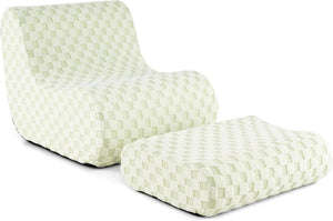 Sedia a Sacco con Pouf, Divano in Spugna ad Alta Elasticità, Fondo Antiscivolo e Copertura in Velluto Lavabile, Comoda Poltrona Pigra per Soggiorno Camera da Letto Sala Lettura (Verde)