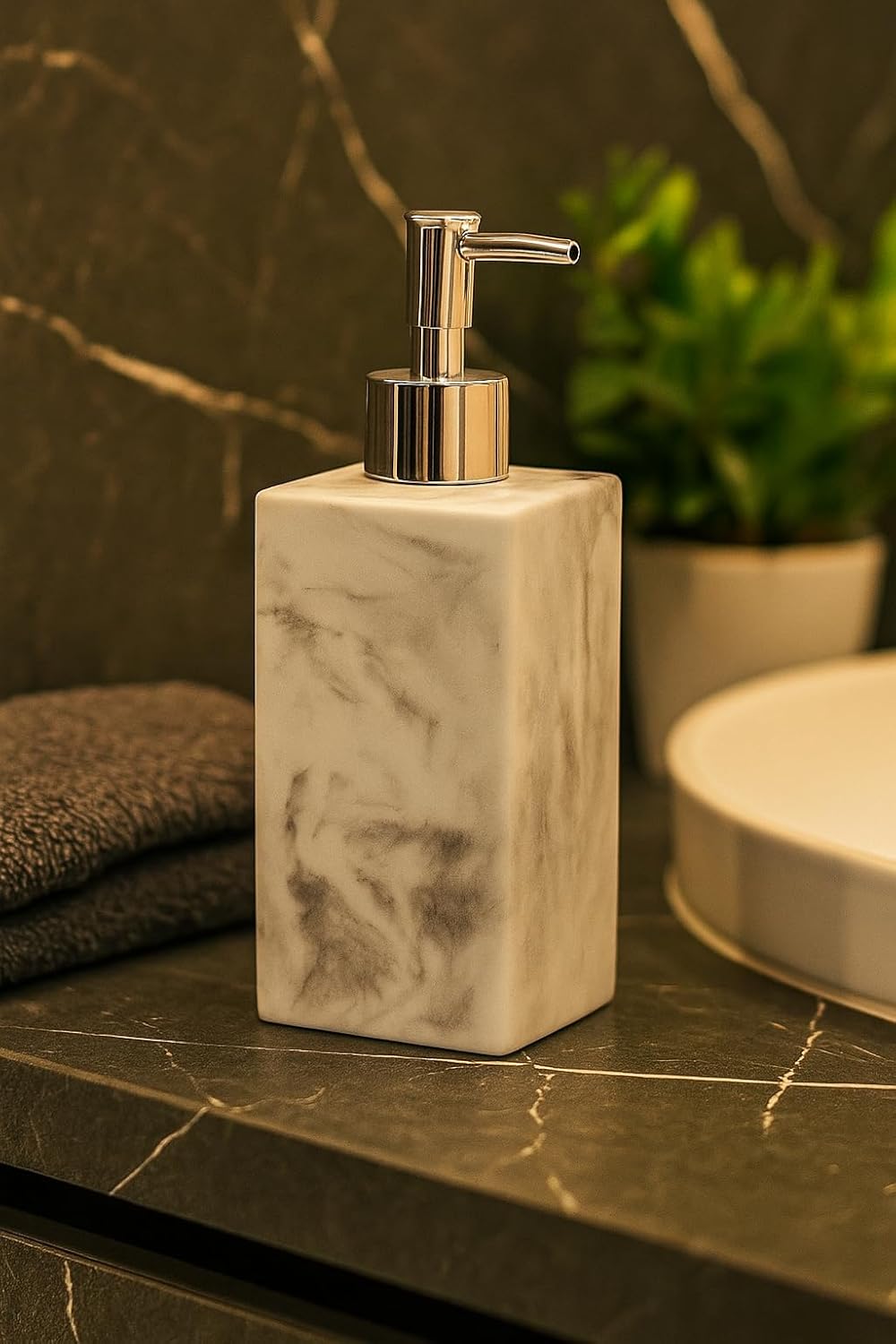 Labor Dispenser Sapone Poliresina Serie Marble – Effetto Marmo Bianco