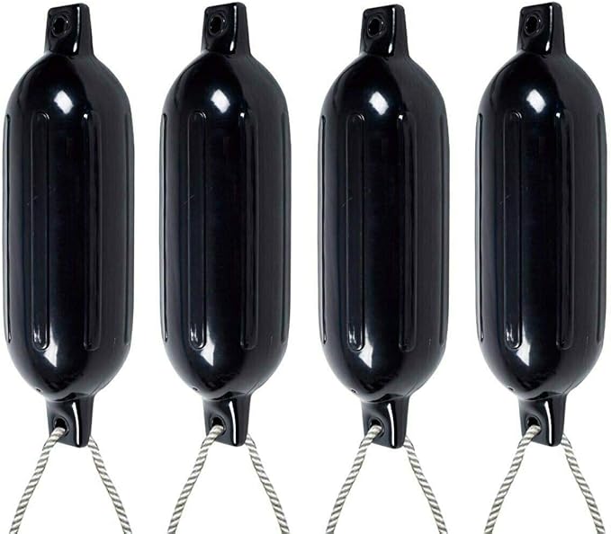 4 x Parabordi per Barca, Parabordi per Imbarcazioni, Gommonni, Boat Fender(Nero)