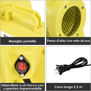 Ventilatore di Aria del Castello Gonfiabile 850W, Soffiatore per Giochi Gonfiabili con Cavo di Alimentazione, per Castello Gonfiabile Scivolo Acquatico Giochi Gonfiabili
