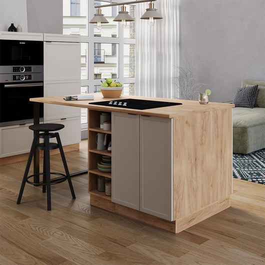 Isola cucina Fame-Line, GrigioBeige, 90 cm senza piano di lavoro