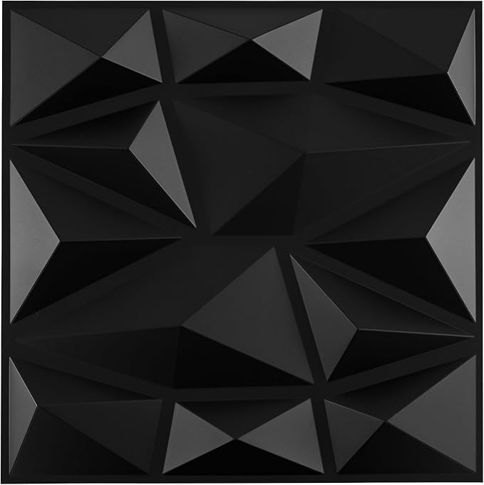 50 Pezzi 3D Pannelli Murali 30 x 30 cm, Pannello da Parete 3D Diamante, Decorazione Interna da Parete in PVC, 4,5 m², per Soggiorno Camera da Letto (4,5㎡,Nero)