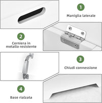 Mobile Portabiancheria per Bagno, Cesto Organizzazione Lavanderia, in Legno, Bianco