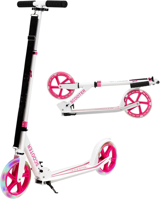 Scooter Monopattino Altezza Regolabile, Ruote Luminose, per Bambini e Adulti, Capacità di Carico 100kg, Alluminio, 10+ Anni