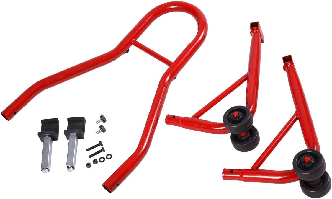Cavalletto per Moto, Cavalletto Posteriore Moto Universale, Regolabile in Larghezza (rosso)