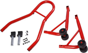Cavalletto per Moto, Cavalletto Posteriore Moto Universale, Regolabile in Larghezza (rosso)