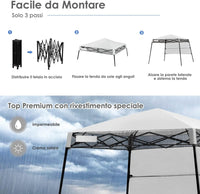 Gazebo Pieghevole da Giardino 210 x 210CM, Struttura in Acciaio, Altezza Regolabile, Gazebo da Esterno con Borsa, Ideale per Feste, Barbecue, Giardino e Spiaggia (bianco)