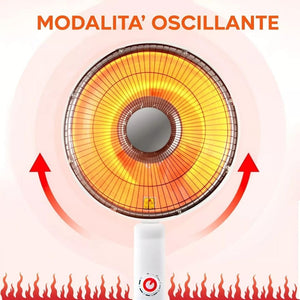 Stufa Piantana a Carbonio, Ventilatore Aria Calda, Oscillante 90°, Riscaldamento Rapido 500W/1000W, Sicura Antiribaltamento, Regolazione Potenza per Casa e Ufficio.