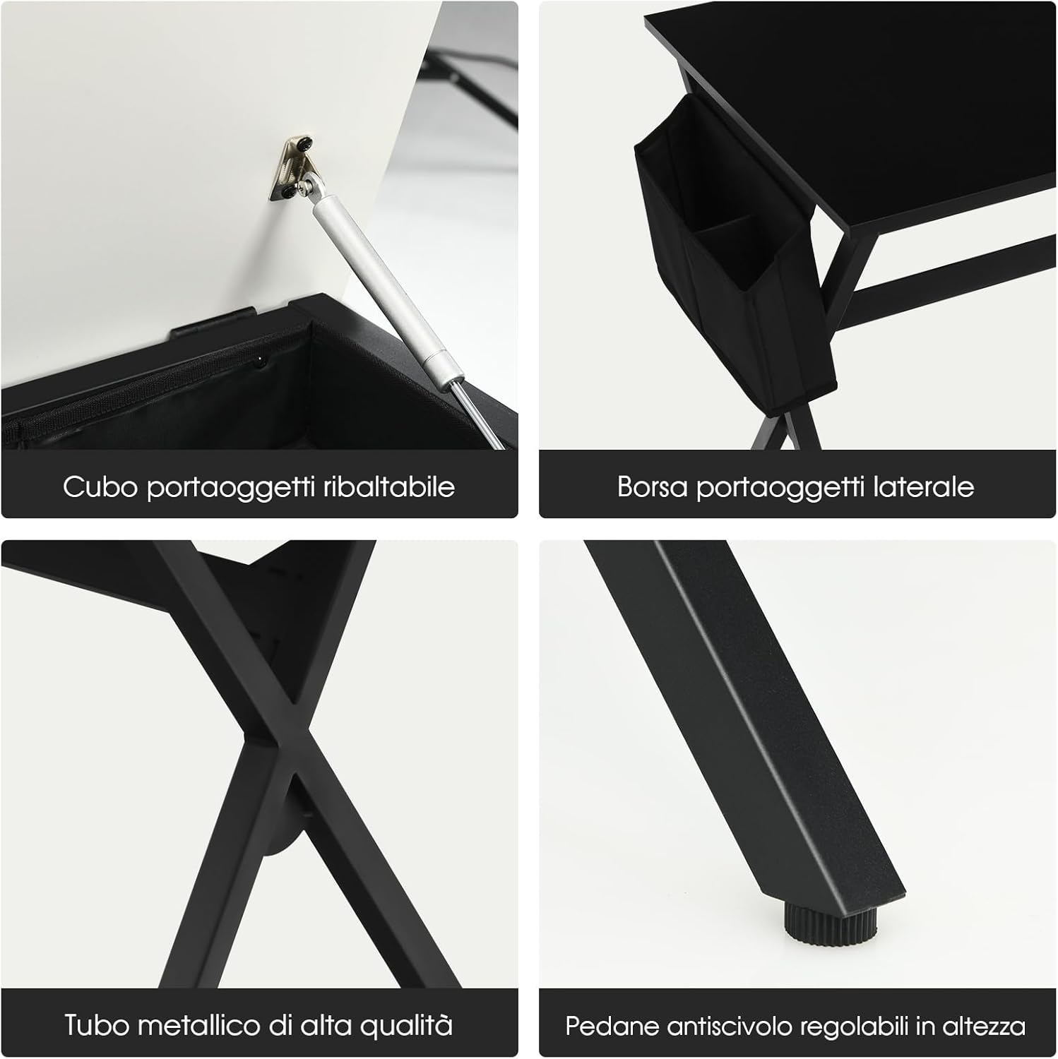 Scrivania per Computer da 120 cm, Scrivania con Cassetto e Tasca Portaoggetti Laterale, Tavolo per PC Moderno per Studio, Camera da Letto, Soggiorno e Ufficio