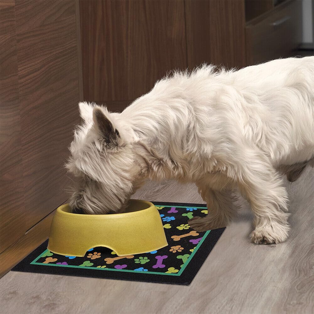 Coppia Tappetini SottoCiotola Gomma Sostenibile Antiscivolo 30x30 cm Cane Gatto Dis.F