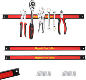Set di 3 Portautensili Magnetico, Barra Portautensili in Metallo per Officina, Forte Forza Magnetica, 3 x 46cm