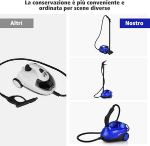 2000W Pulitore a Vapore con 19 Accessori e Serbatoio da 1,5L, Vapore per Tappeti, per Pulizie Profonde Pavimenti Finestre e Macchine (blu)
