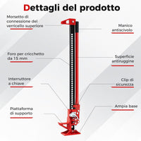 Cric per Auto a Cremagliera, Capacità di Sollevamento di 3000 kg, Cric di Sollevamento Pesante per Auto, Camion, Jeep, Quad, UTV e SUV