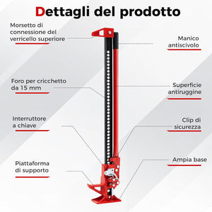 Cric per Auto a Cremagliera, Capacità di Sollevamento di 3000 kg, Cric di Sollevamento Pesante per Auto, Camion, Jeep, Quad, UTV e SUV