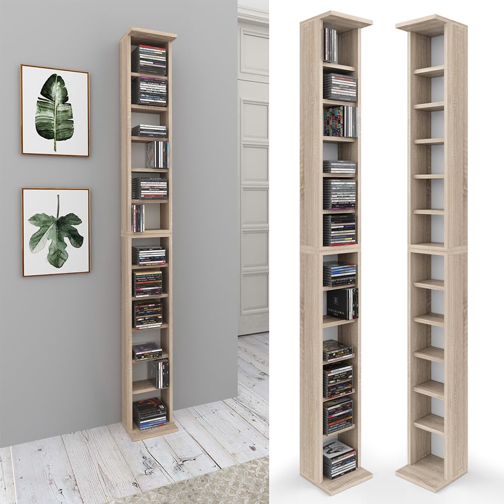 Vicco Scaffale porta cd, Sonoma, 21 x 183.6 cm Set di 2