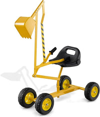 Escavatore per Bambini, Scavatore per Sabbiera con Comandi a 2 Mani e Pala Flessibile, Sedile Rotante a 360°, 4 Ruote, Ideale per Bambini 3 Anni+ (con Ruote Giallo)
