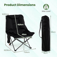 Sedia da Campeggio Portatile, Sedia Pieghevole Imbottita con Schienale Regolabile e Tasca Laterale, Seduta da Giardino in Metallo con Borsa da Trasporto, Portata 150 kg