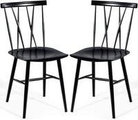 Set di 2 Sedie da Sala Pranzo, Sedie Senza Braccioli da Interno ed Esterno con Altezza della Seduta 43,5 CM e Schienale a Doppia X, 2 Sedie da Cucina, Salotto e Sala da Pranzo