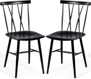 Set di 2 Sedie da Sala Pranzo, Sedie Senza Braccioli da Interno ed Esterno con Altezza della Seduta 43,5 CM e Schienale a Doppia X, 2 Sedie da Cucina, Salotto e Sala da Pranzo