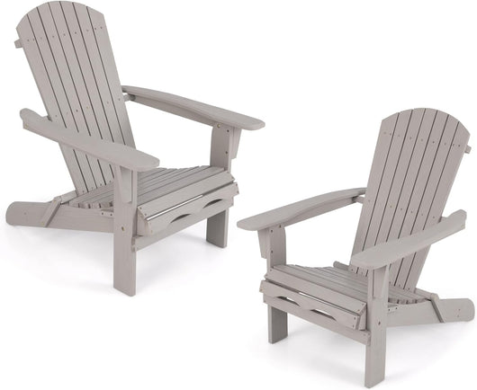Sedia Adirondack Pieghevole, Sedia da Giardino in Legno di Abete, Poltrona Prendisole con Schienale Alto, Portata 180 kg, 89 x 71 x 94 cm (2, Grigio, 89 x 71 x 94 cm)