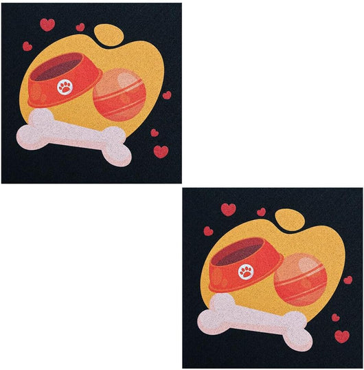 Coppia Tappetini SottoCiotola Gomma Sostenibile Antiscivolo 30x30 cm Cane Gatto Dis.E