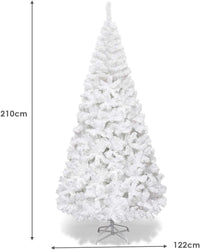 Albero di Natale 150/180/210/240 cm, Albero di Natale Bianco con 350/650/950/1138 Rami in PVC e Supporto in Metallo, Albero di Natale Artificiale per Casa, Ufficio e Negozio (210 cm)