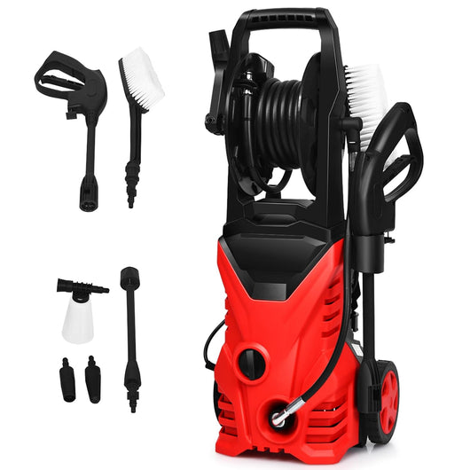 Idropulitrice con 2030 PSI, 5L / Min Idropulitrice Portatile con Ugello Lotus e Ugello ad Alta Pressione, Cavi e Tubi Più lunghi, Adatto per La pulizia di Giardini, Auto,Case (rosso)