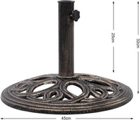 Base per Ombrellone, Ideale per Pali da 38-48mm, Base Ombrellone in Ghisa, Facile da Montare e Pulire, Bronzo